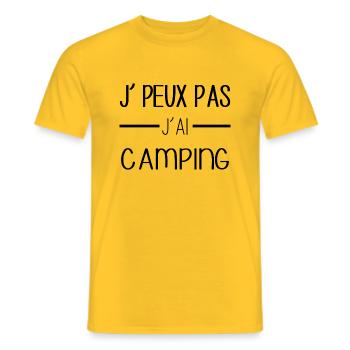 Camping passion, l'aventure au cur de la nature! - T-shirt homme - jaune - Devant - AI Model Male 178 dark (178cm)
