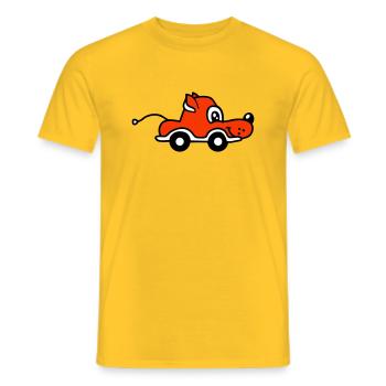 Dog Car Toy Remote Controlled Driving Wheels Cute - Men's T-Shirt - yellow - Front - AI Model Male 178 dark (178cm)