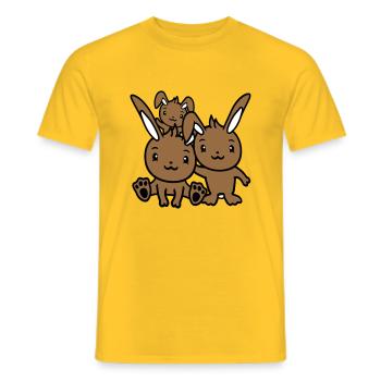 3 Lapins Famille Enfants Parents Trois Frères et sœurs Mignon - T-shirt homme - jaune - Devant - AI Model Male 178 dark (178cm)