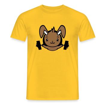Bunny Bodybuilder Gym Muscles Strong Fitness Weight - Men's T-Shirt - yellow - Front - AI Model Male 178 dark (178cm)