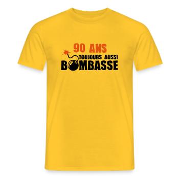 90 years still bombasse anniversary - Men's T-Shirt - yellow - Front - AI Model Male 178 dark (178cm)
