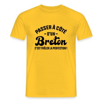 Breton Frôler La Perfection - T-shirt homme - jaune - Devant - AI Model Male 178 dark (178cm)