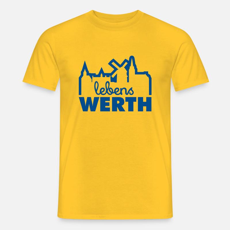 Werth - Lebens WERTH - Skyline - Männer T-Shirt - Gelb