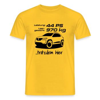 trotzdem angekommen - Männer T-Shirt - Gelb - Vorne - AI Model Male 178 dark (178cm)