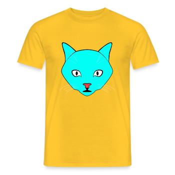 Katze Türkis - Männer T-Shirt - Gelb - Vorne - AI Model Male 178 dark (178cm)