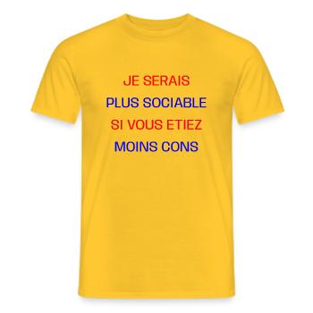 je serais plus sociable - T-shirt homme - jaune - Devant - AI Model Male 178 dark (178cm)