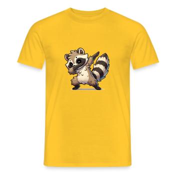 Raccoon Dabbing - Men's T-Shirt - yellow - Front - AI Model Male 178 dark (178cm)