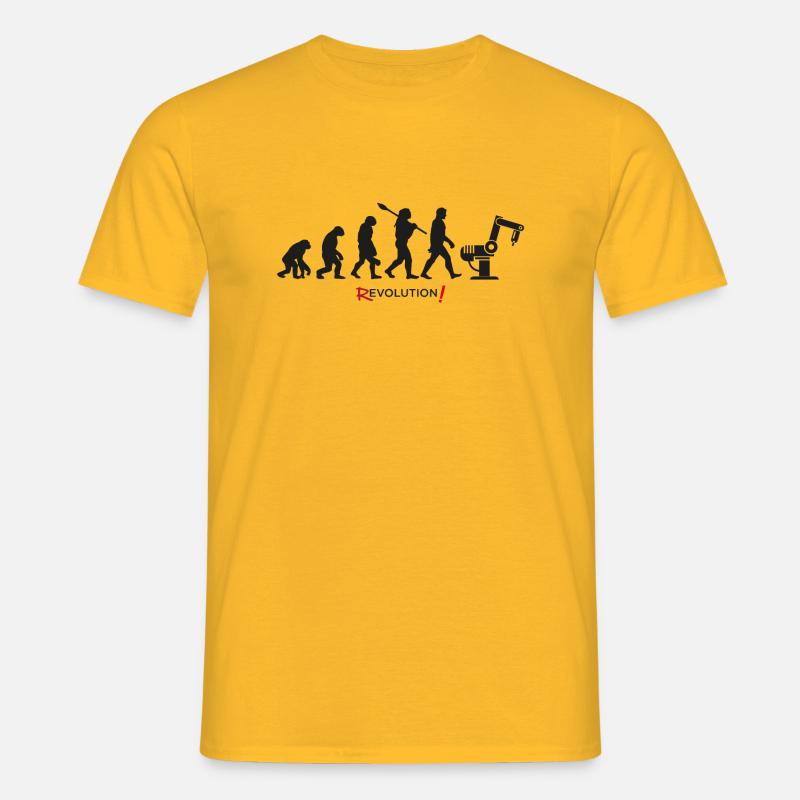 Evolution Revolution android robot - Men's T-Shirt - yellow