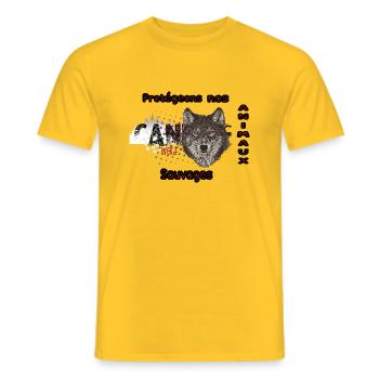 protégeons nos animaux sauvages les loups - T-shirt homme - jaune - Devant - AI Model Male 178 dark (178cm)