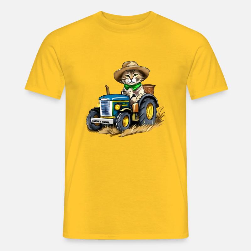 bauer katze - Männer T-Shirt - Gelb