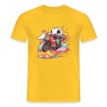 Exi auf seinem kawaiianischen Motorrad - Männer T-Shirt - Gelb - Vorne - AI Model Male 178 dark (178cm)