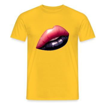 Black lips, mesmerizing charm. - T-shirt homme - jaune - Devant - AI Model Male 178 dark (178cm)