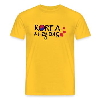 Liebe South Korea in koreanischer Sprache - Männer T-Shirt - Gelb - Vorne - AI Model Male 178 dark (178cm)