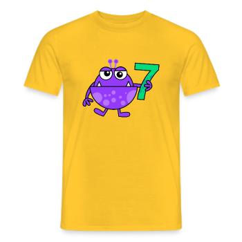 Funny Purple Cartoon Number Seven Monster - Men's T-Shirt - yellow - Front - AI Model Male 178 dark (178cm)