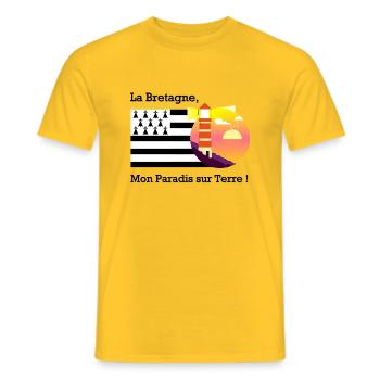 design drapeau breton paradis cadeau original - T-shirt homme - jaune - Devant - AI Model Male 178 dark (178cm)