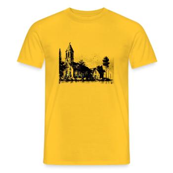 Alte Kirche in einem Dorf - Männer T-Shirt - Gelb - Vorne - AI Model Male 178 dark (178cm)