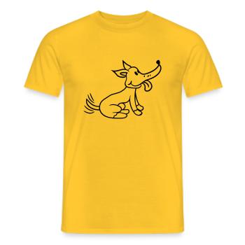 Dog wagging sweet happy excited - Men's T-Shirt - yellow - Front - AI Model Male 178 dark (178cm)