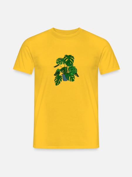 Monstera, Pflanze, Lineart, Plant, Jungle, Vintage - Männer T-Shirt - Gelb