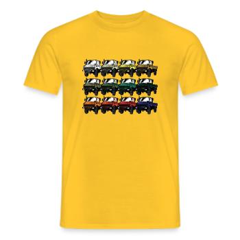 Farbpalette Unimog - Oldtimer - Regenbogen anders - Männer T-Shirt - Gelb - Vorne - AI Model Male 178 dark (178cm)