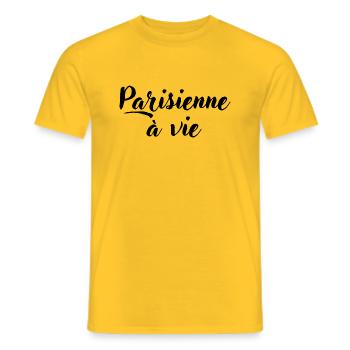 parisienne à vie - T-shirt homme - jaune - Devant - AI Model Male 178 dark (178cm)