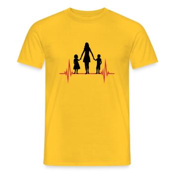Herzschlag Mama Kinder - Männer T-Shirt - Gelb - Vorne - AI Model Male 178 dark (178cm)