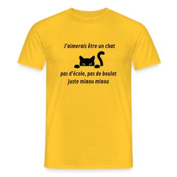 Idée cadeau femme enfant chat drôle être un chat - T-shirt homme - jaune - Devant - AI Model Male 178 dark (178cm)