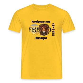 protégeons nos animaux sauvages les lions - T-shirt homme - jaune - Devant - AI Model Male 178 dark (178cm)