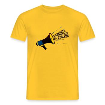porte voix annonce couleur elcair humour 304 B - T-shirt homme - jaune - Devant - AI Model Male 178 dark (178cm)