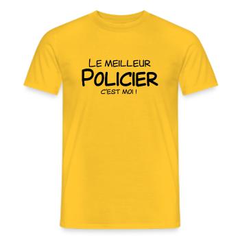 Le meilleur Policier c'est moi - T-shirt homme - jaune - Devant - AI Model Male 178 dark (178cm)
