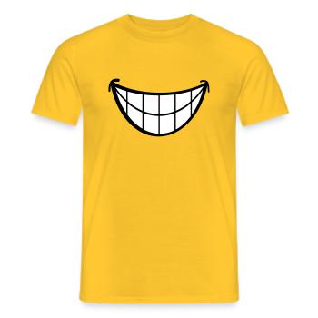 Grand sourire. Bouche souriante, visage des lèvres. - T-shirt homme - jaune - Devant - AI Model Male 178 dark (178cm)