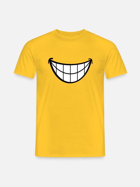 Wielki uśmiech. Uśmiechnięte usta, usta twarz. - Mænd T-shirt - gul