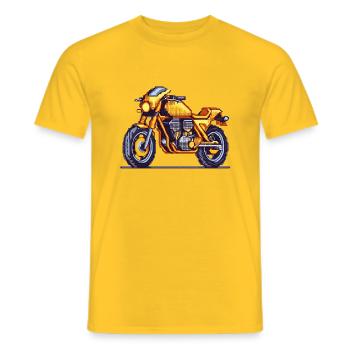 16-Bit retro Motorrad im vintage Pixellook - Männer T-Shirt - Gelb - Vorne - AI Model Male 178 dark (178cm)