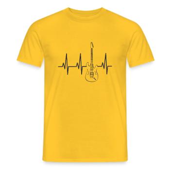 Battement du Coeur Guitare électrique - T-shirt homme - jaune - Devant - AI Model Male 178 dark (178cm)