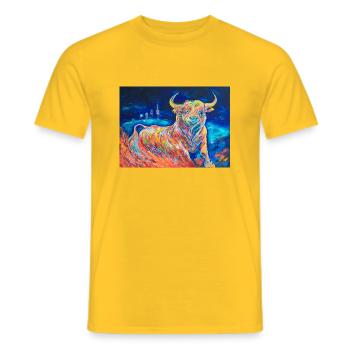 KulturKuh Schnepfi - Männer T-Shirt - Gelb - Vorne - AI Model Male 178 dark (178cm)