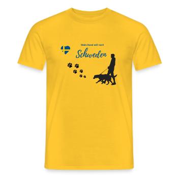 Mein Hund will nach Schweden - Männer T-Shirt - Gelb - Vorne - AI Model Male 178 dark (178cm)