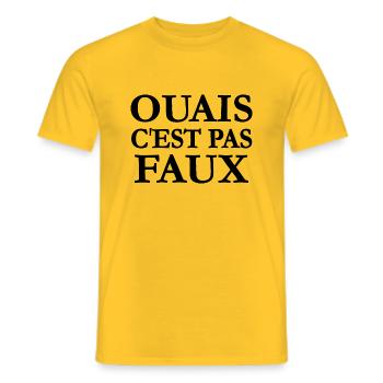 Ouais c'est pas faux - T-shirt homme - jaune - Devant - AI Model Male 178 dark (178cm)