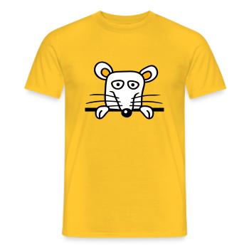 Maus Ratte hinter Mauer Zaun Schild guckt lustig - Männer T-Shirt - Gelb - Vorne - AI Model Male 178 dark (178cm)