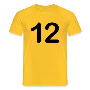 12 - Männer T-Shirt - Gelb - Vorne - AI Model Male 178 dark (178cm)