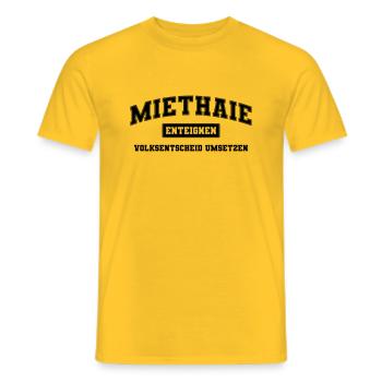 Miethaie Enteignen schwarz - Männer T-Shirt - Gelb - Vorne - AI Model Male 178 dark (178cm)