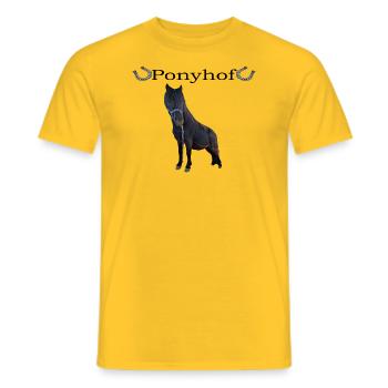 Pony hof mit echtem Pferd - Schwarz - Männer T-Shirt - Gelb - Vorne - AI Model Male 178 dark (178cm)