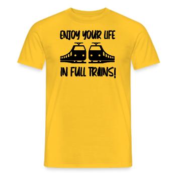 Einjoy votre vie dans les trains complets - denglisch disant - T-shirt homme - jaune - Devant - AI Model Male 178 dark (178cm)