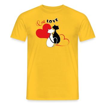Cat love - Men's T-Shirt - yellow - Front - AI Model Male 178 dark (178cm)
