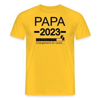 Homme Papa 2023 - Papa En Cours Annonce Grossesse - T-shirt homme - jaune - Devant - AI Model Male 178 dark (178cm)