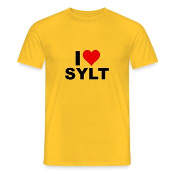 I LOVE SYLT - T-shirt homme - jaune - Devant - AI Model Male 178 dark (178cm)