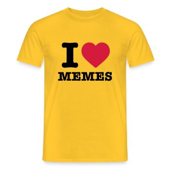 I love Memes Herz rot Spruch Sprüche Meme Geschenk - Männer T-Shirt - Gelb - Vorne - AI Model Male 178 dark (178cm)