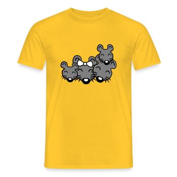 4 Mäuse Familie Zwei Kinder Mama Papa Eltern Süß - Männer T-Shirt - Gelb - Vorne - AI Model Male 178 dark (178cm)