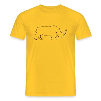 Rhino Line Art - Minimalist - Men's T-Shirt - yellow - Front - AI Model Male 178 dark (178cm)