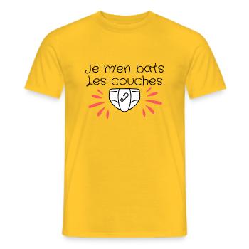 Je m'en bats les couches - T-shirt homme - jaune - Devant - AI Model Male 178 dark (178cm)