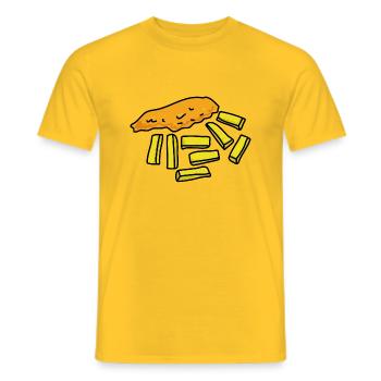 Fish and Chips Doodle - Men's T-Shirt - yellow - Front - AI Model Male 178 dark (178cm)