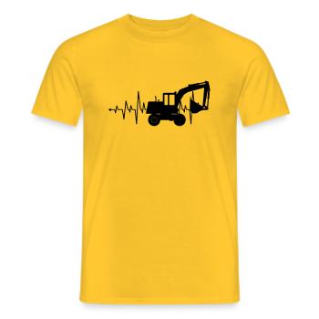 Excavator driver heartbeat - Men's T-Shirt - yellow - Front - AI Model Male 178 dark (178cm)
